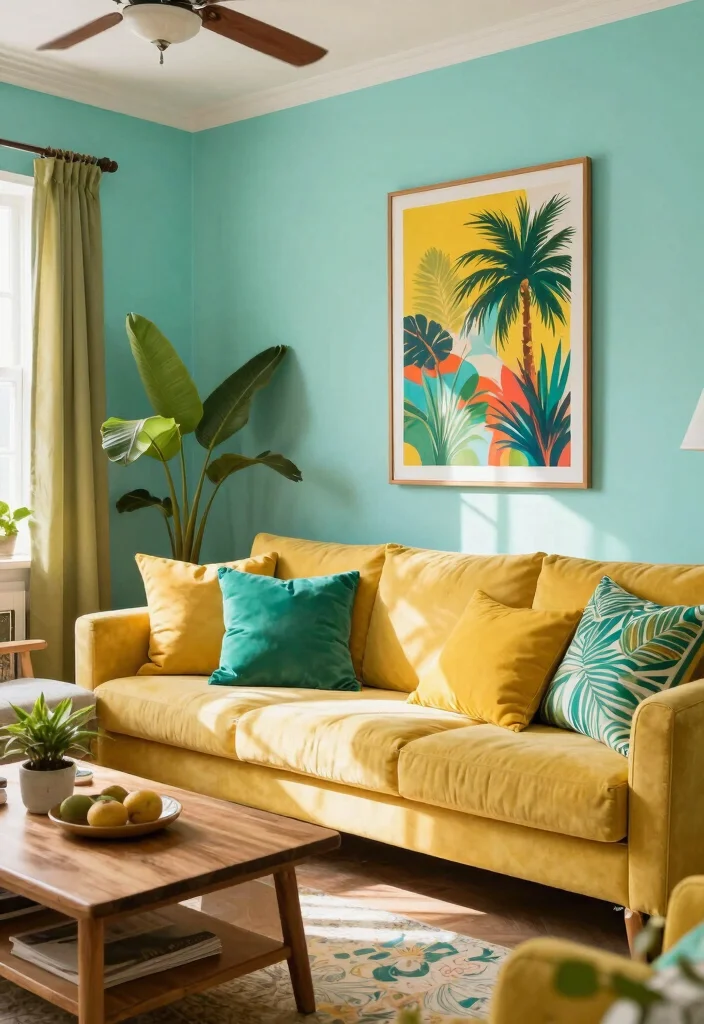 15 Caribbean Living Room Ideas: Colorful Breezy Style - 1. Tropical Color Palette 1