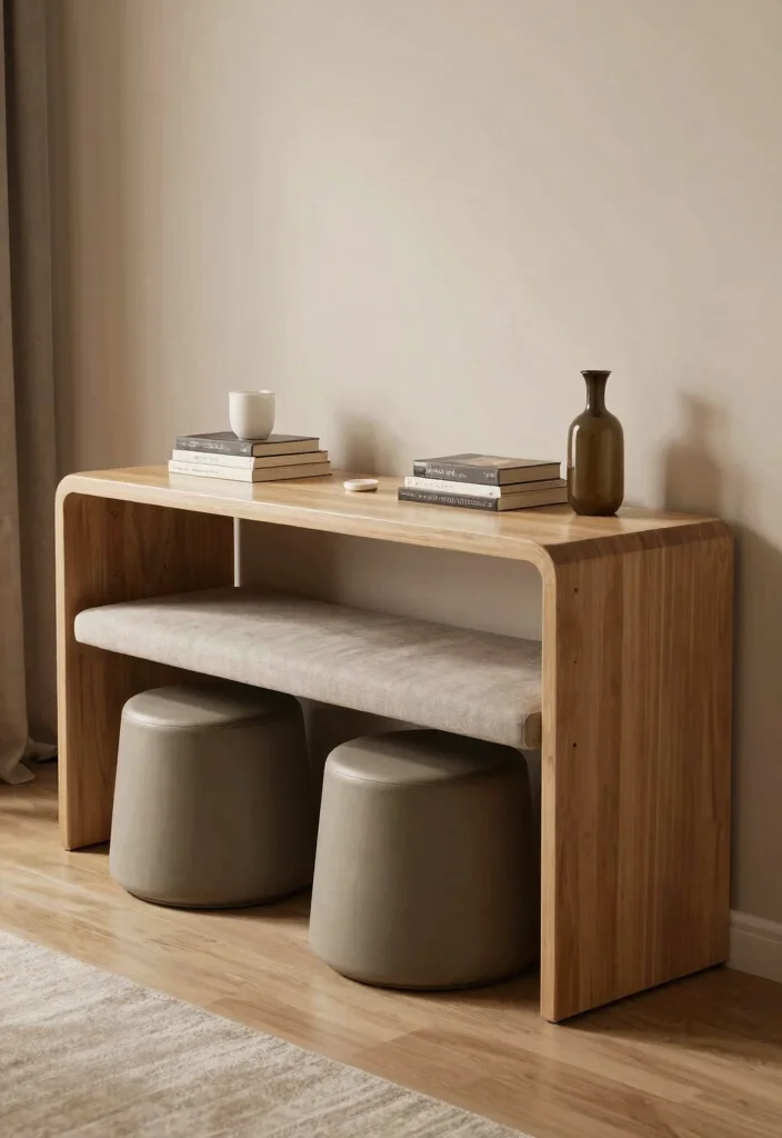 15 Console Living Room Ideas: Functional and Elegant - 10. Console Tables with Built-in Seating 1