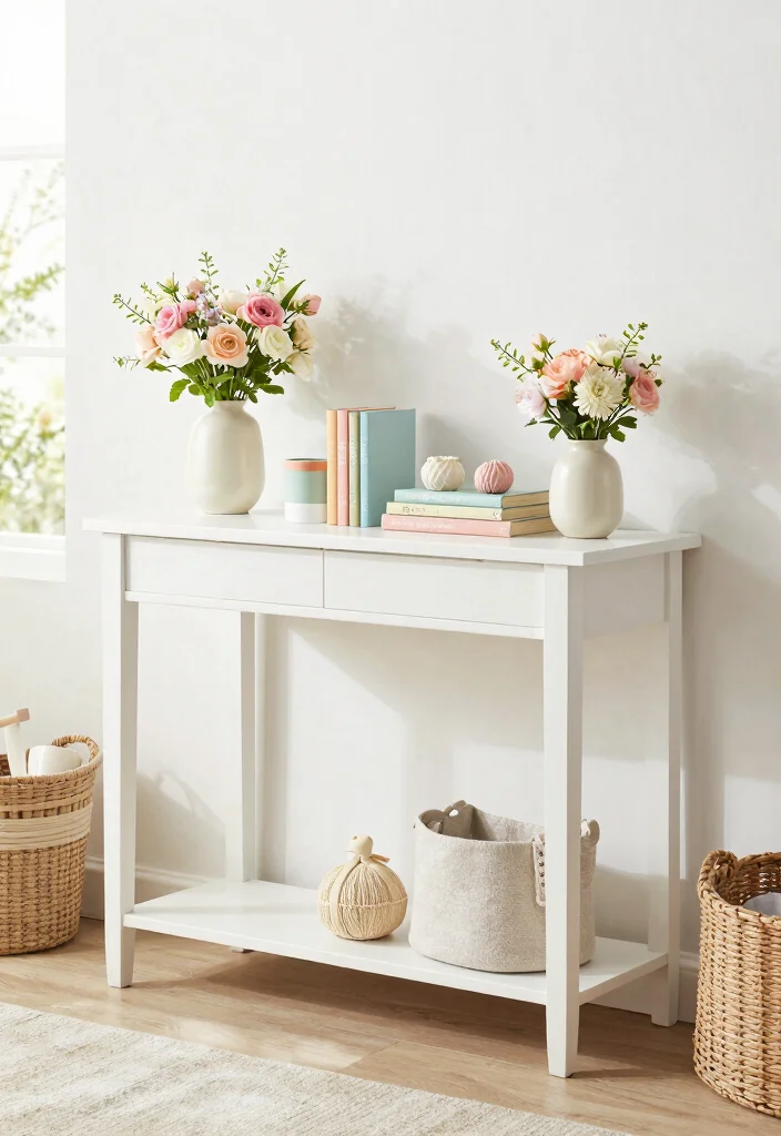 15 Console Living Room Ideas: Functional and Elegant - 14. Seasonal Console Styling 1