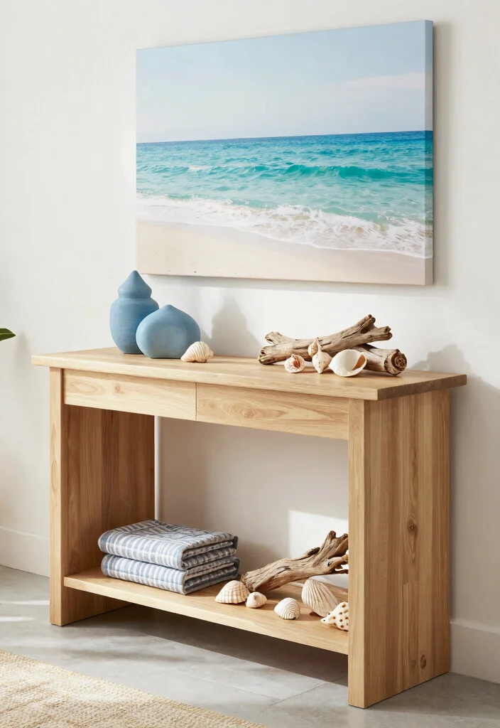 15 Console Living Room Ideas: Functional and Elegant - 6. Coastal Breeze Console Styles 1