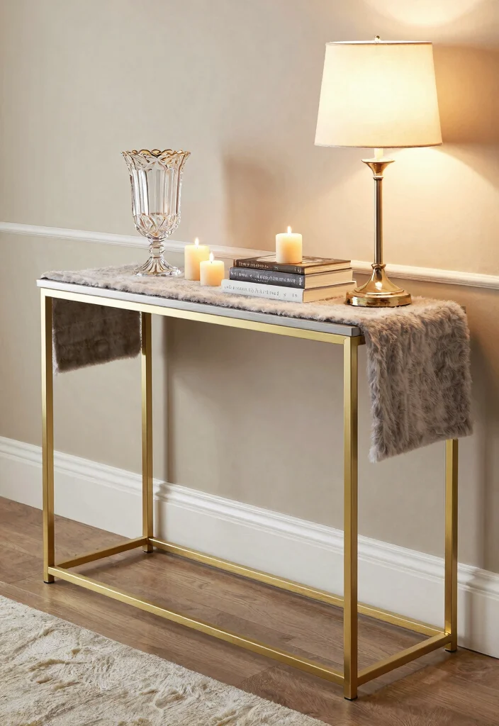 15 Console Living Room Ideas: Functional and Elegant - 7. Chic and Glamorous Accents 1