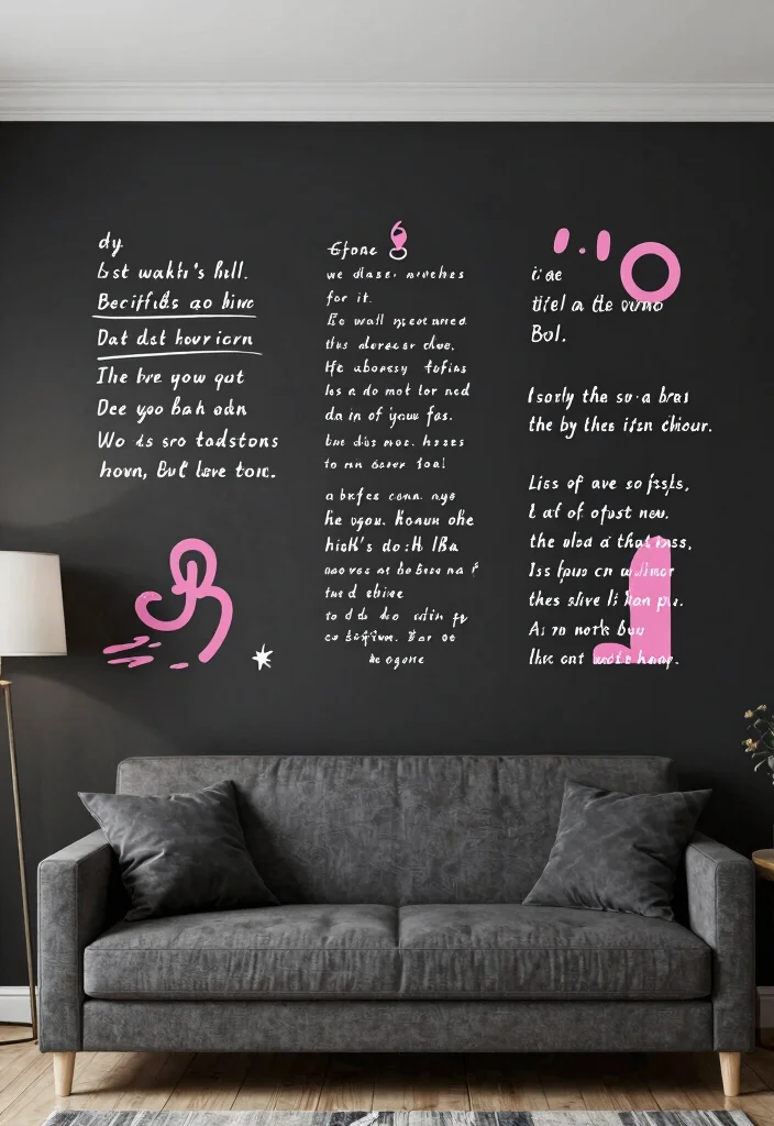 15 Emo Living Room Ideas Dark Expressive and Personal - 13. Playful Wall Decals for a Unique Touch 1