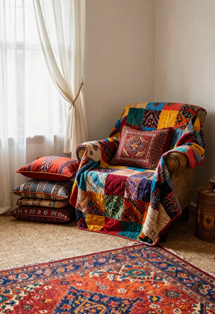 15 Hippie Living Room Ideas Free Spirited and Warm - 1. Colorful Textiles 1