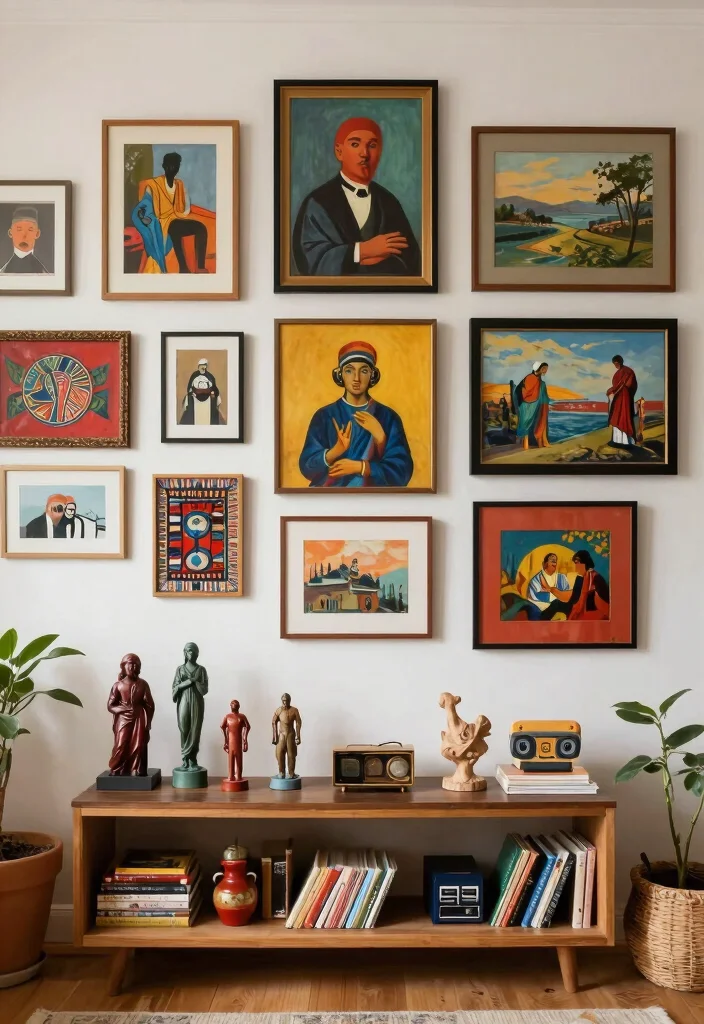 15 Hippie Living Room Ideas Free Spirited and Warm - 11. Add a Touch of Art 1