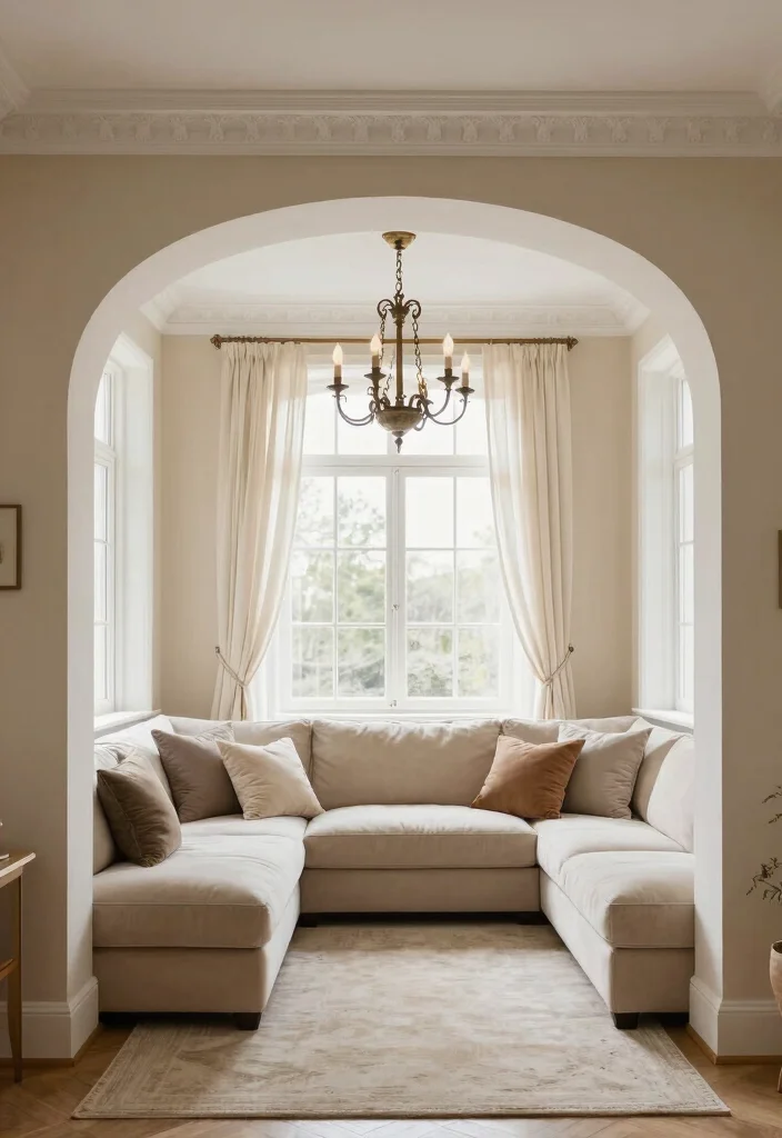 15 Living Room Arch Design Ideas: Elegant Architectural Touch - 1. Classic Rounded Arch 1