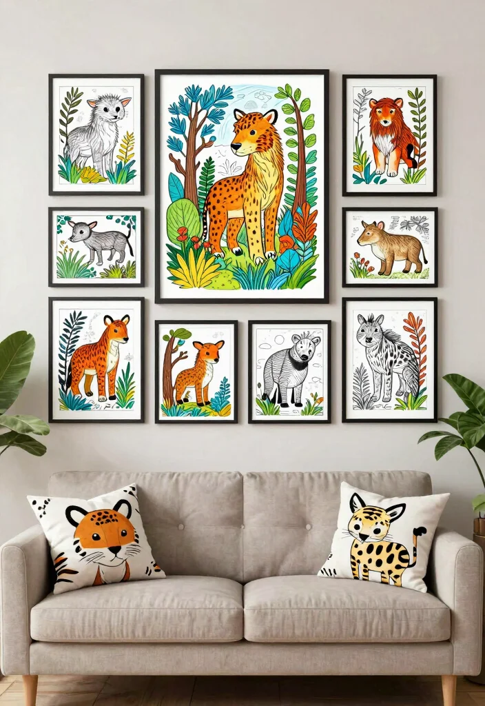 15 Living Room Coloring Page Ideas for Fun Creative Decor - 12. Animal Kingdom 1