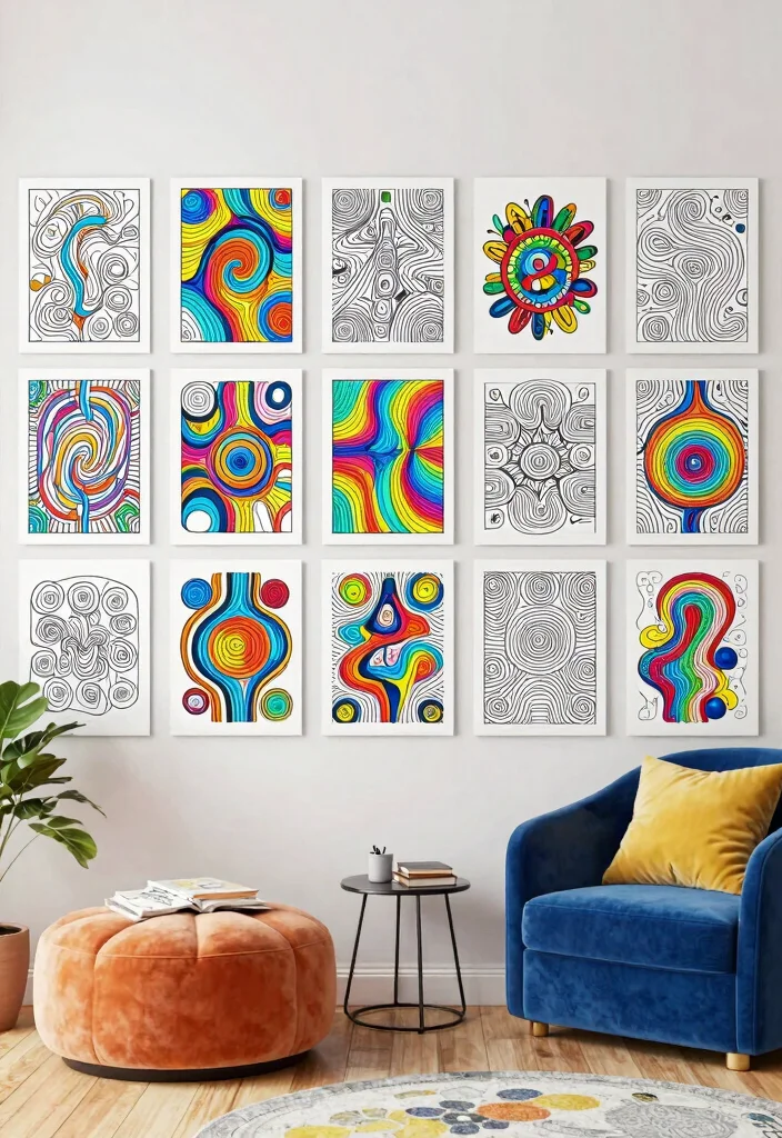 15 Living Room Coloring Page Ideas for Fun Creative Decor - 15. Abstract Expressions 1