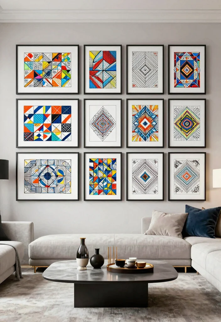 15 Living Room Coloring Page Ideas for Fun Creative Decor - 2. Geometric Patterns 1