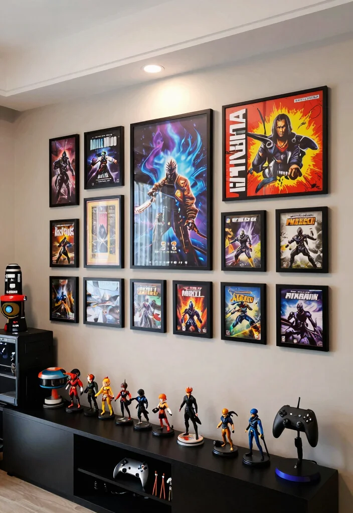 15 Living Room Gaming Ideas: Cool Functional Setups - 13. Personal Gaming Gallery 1