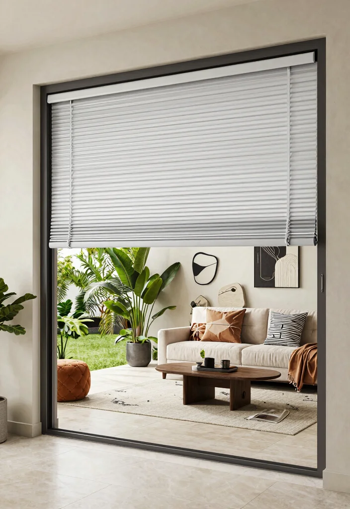15 Living Room Patio Doors Ideas for Bright Indoor-Outdoor Flow - 15. Patio Doors with Integrated Blinds 1