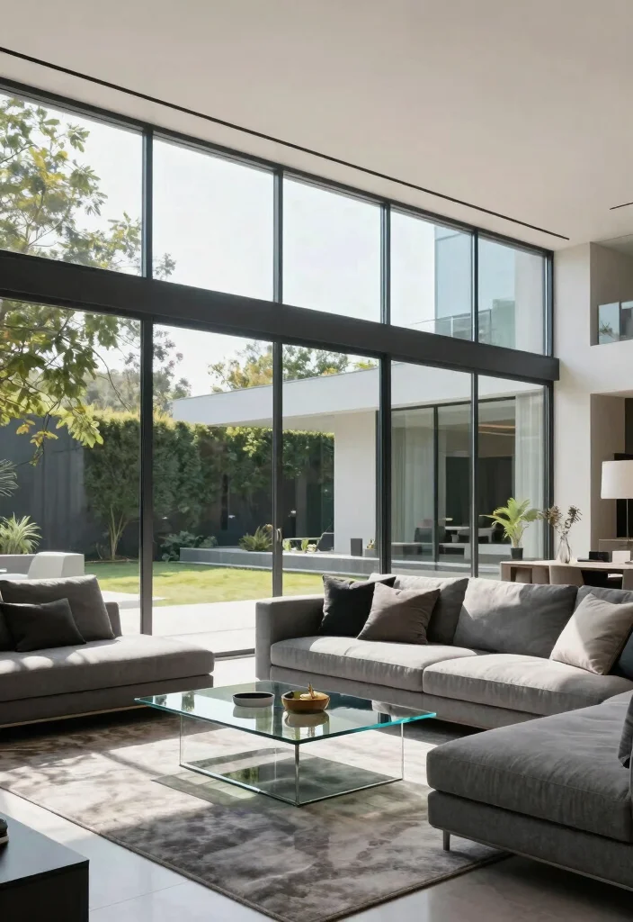 15 Living Room Patio Doors Ideas for Bright Indoor-Outdoor Flow - 6. Contemporary Glass Panels 1