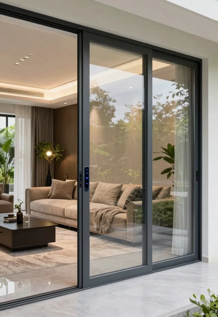 15 Living Room Patio Doors Ideas for Bright Indoor-Outdoor Flow - 8. Smart Glass Technology 1