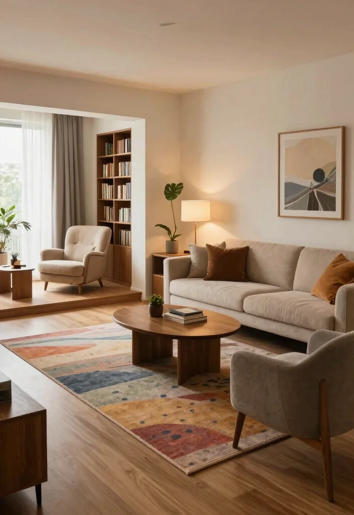 15 Living Room With No TV Ideas: Calm Conversation-Focused Spaces - 14. Create Zones for Different Activities 1