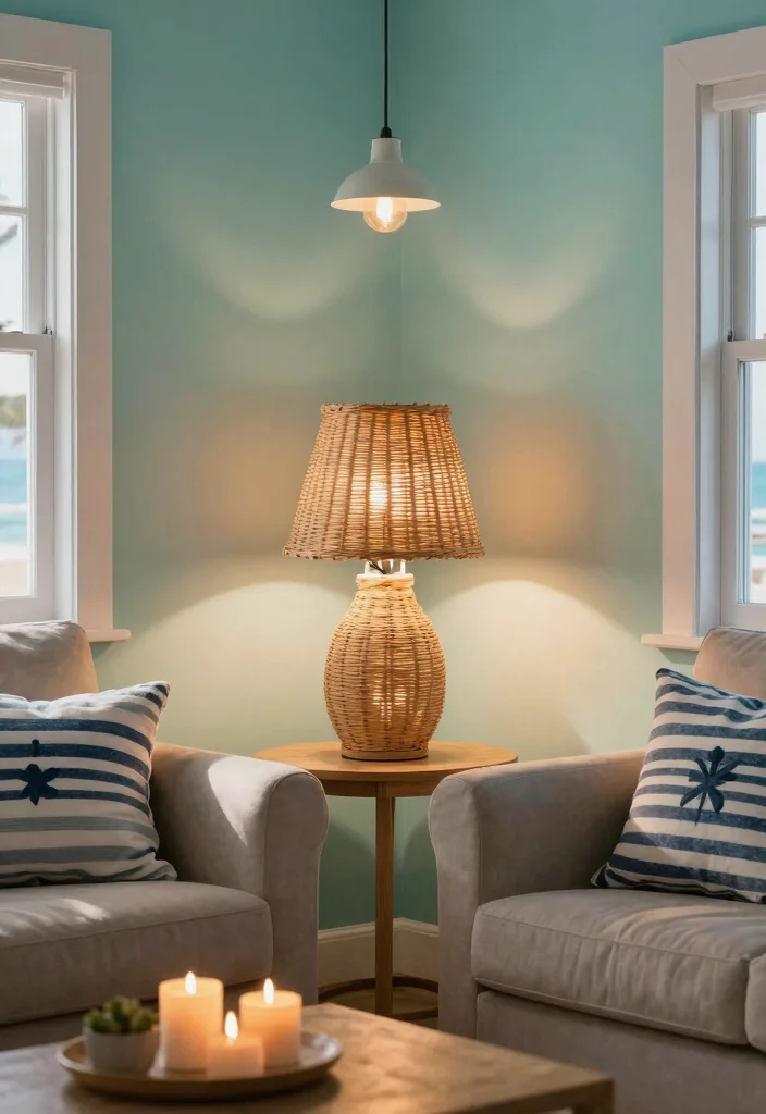 15 Nautical Living Room Ideas Fresh Coastal Charm - 10. Soft Lighting for a Warm Atmosphere 1