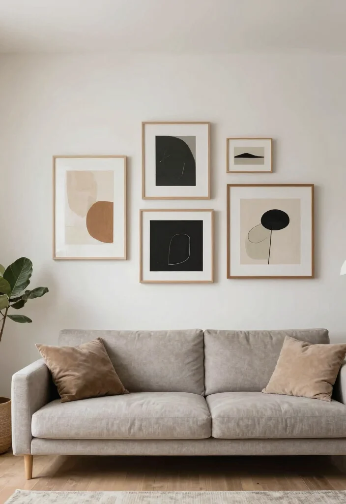 15 Rooms To Go Living Room Ideas: Practical Modern Sets - 13. Minimalist Artwork 1