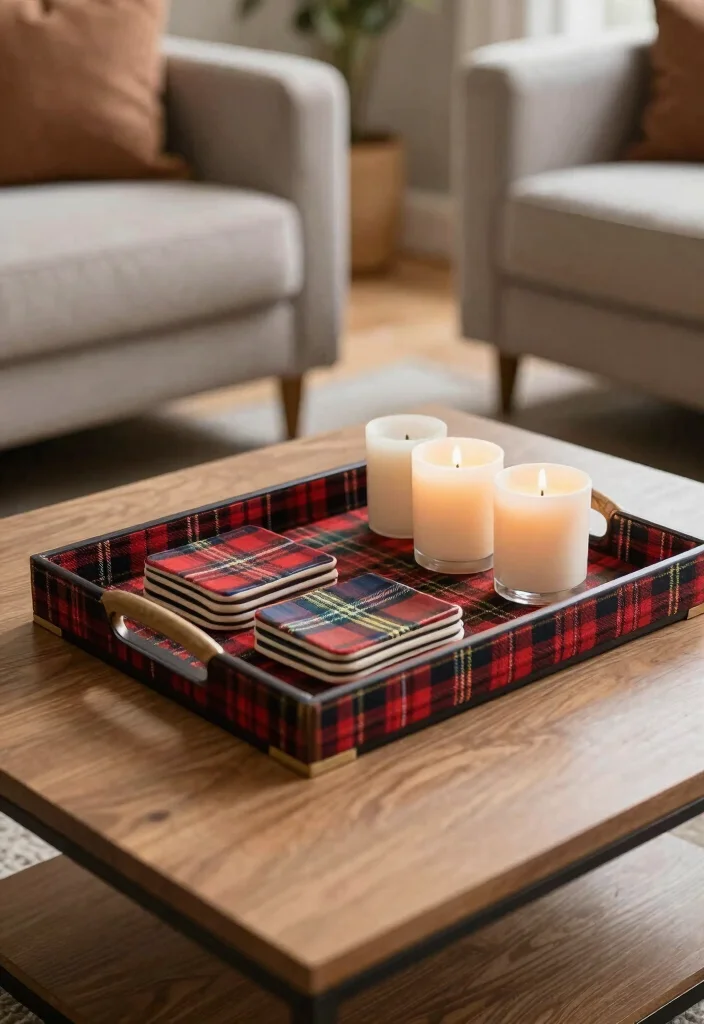 15 Tartan Living Room Ideas: Warm Classic Patterns - 15. Tartan Themed Accessories 1