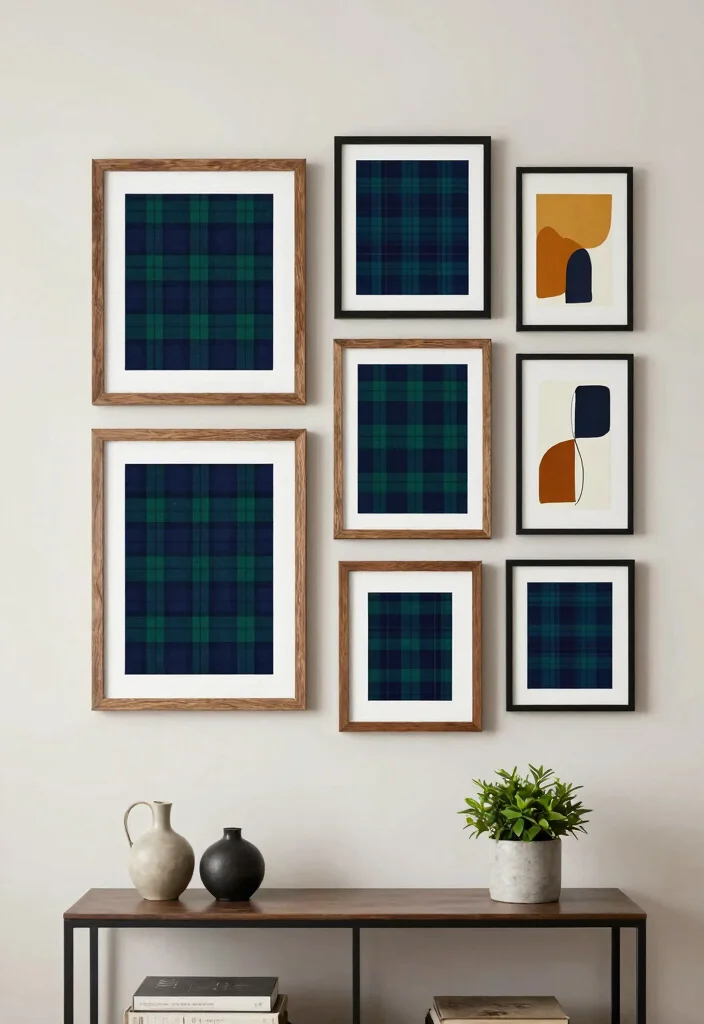 15 Tartan Living Room Ideas: Warm Classic Patterns - 4. Tartan Wall Art 1