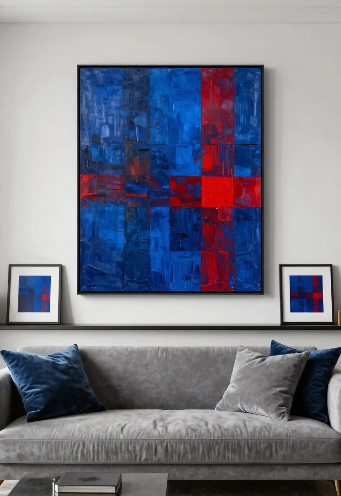 15 Tartan Living Room Ideas: Warm Classic Patterns - 9. Tartan Inspired Artwork 1