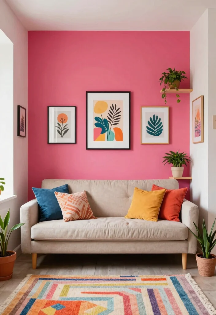 16 Alcove Living Room Ideas: Cozy, Smart, and Stylish - 15. Colorful Alcove Accent 1