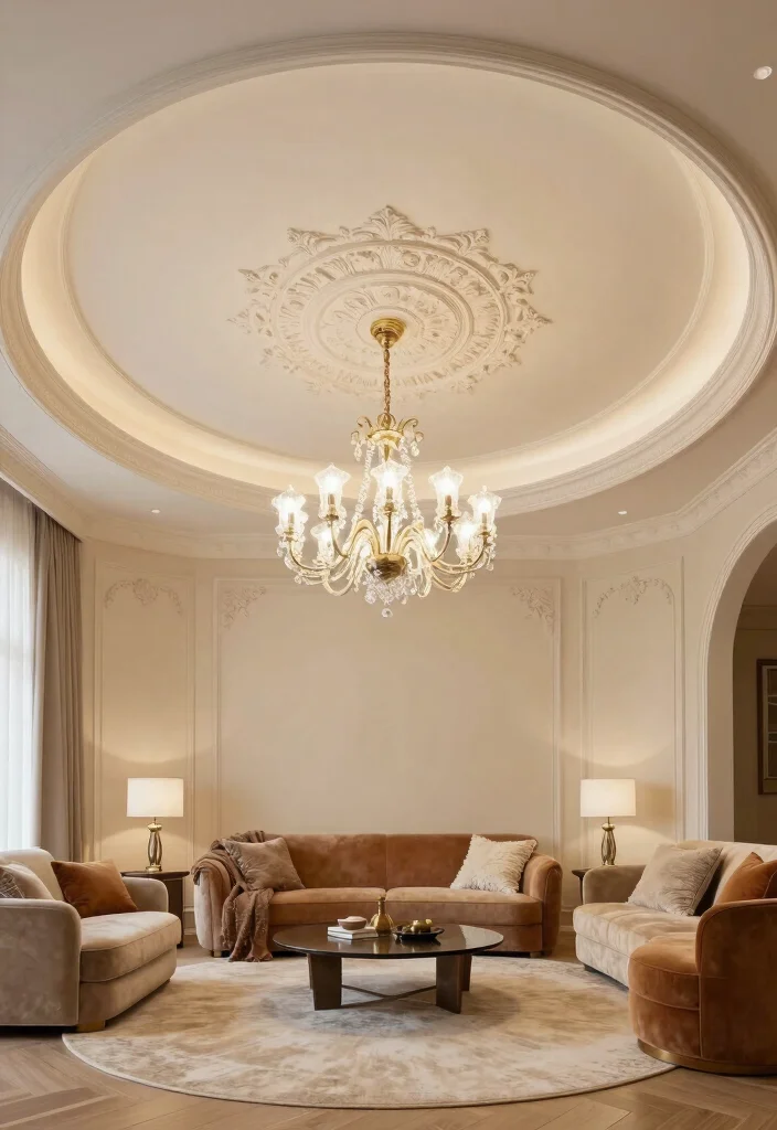 16 Circle Living Room Ideas: Unique Flowing Layouts - 11. The Power of Circular Ceiling Designs 1