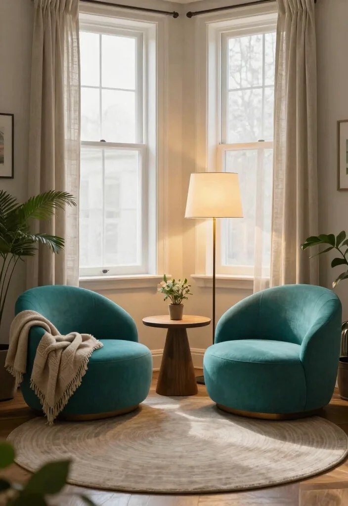 16 Circle Living Room Ideas: Unique Flowing Layouts - 2. Create a Cozy Nook with Circular Chairs 1