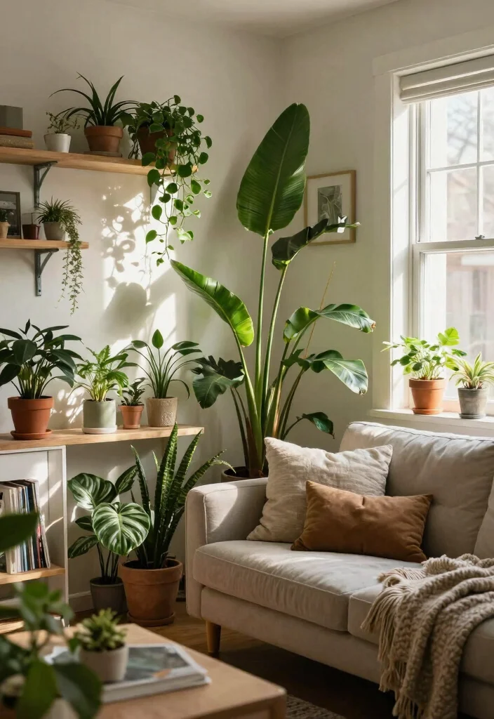 16 Downstairs Living Room Ideas: Cozy Practical Layouts - 12. Incorporating Plants for a Fresh Look 1