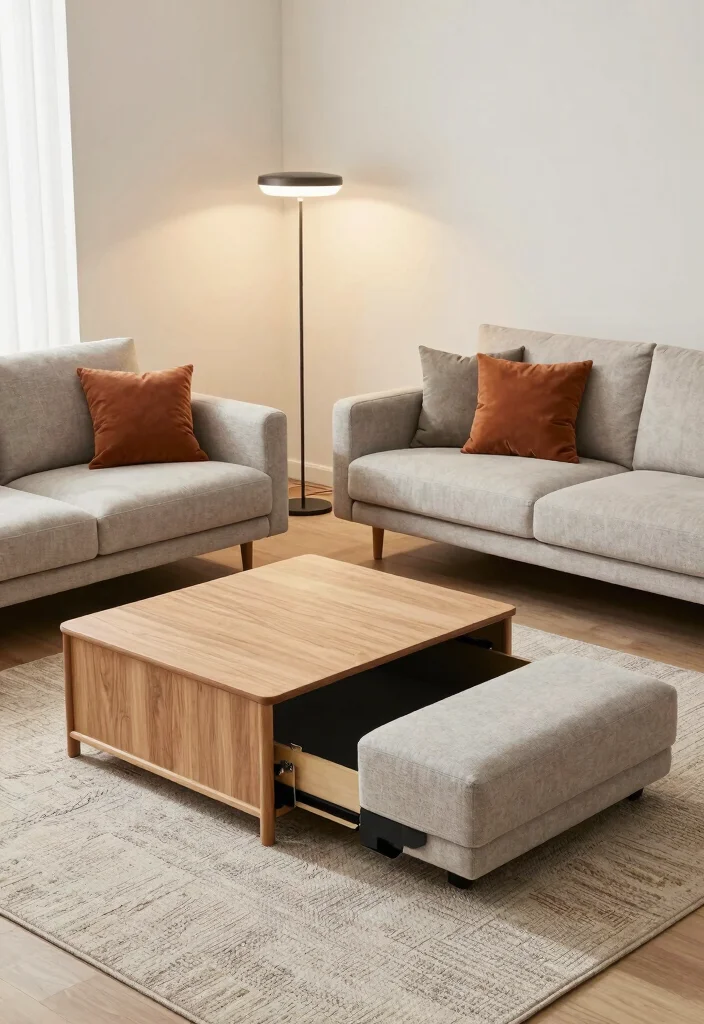 16 Front Living Room Ideas Welcoming and Stylish - 3. Multi-Functional Furniture 1