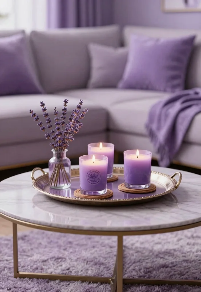 16 Lavender Living Room Ideas: Soft, Calm, and Dreamy - 8. Lavender-Infused Accessories 1