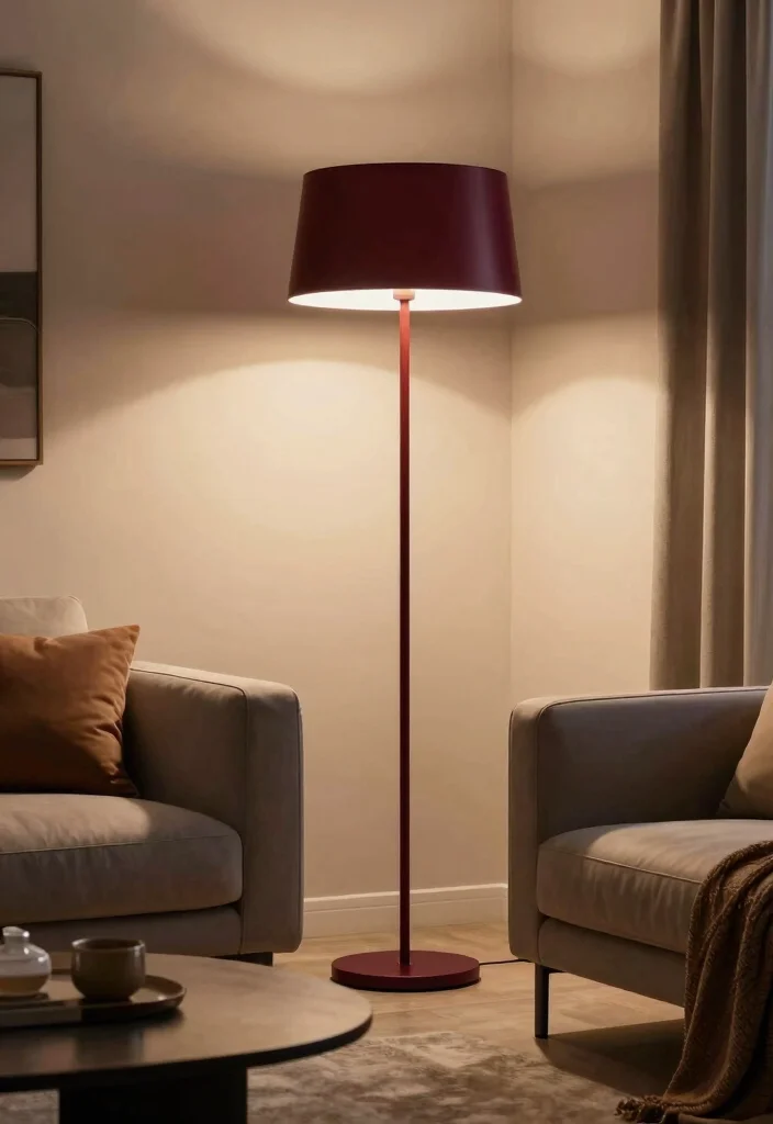 16 Living Room Burgundy Ideas: Rich, Warm, and Sophisticated - 10. Burgandy Lighting Fixtures 1