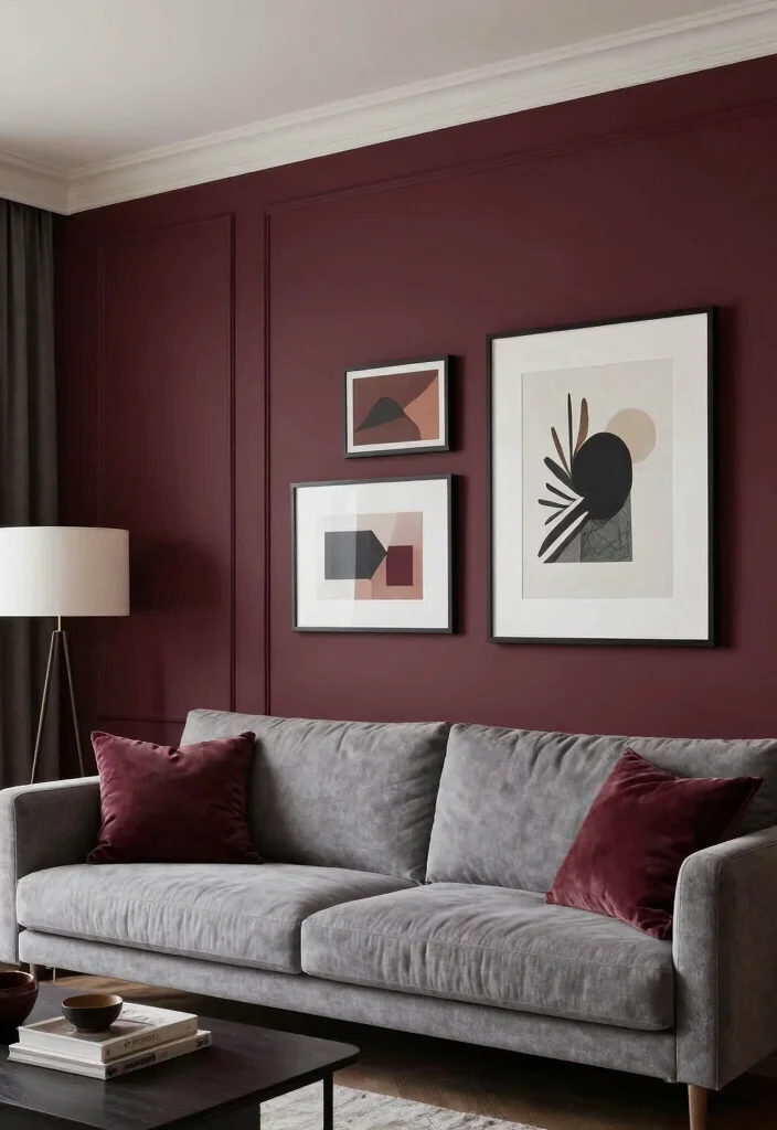 16 Living Room Burgundy Ideas: Rich, Warm, and Sophisticated - 15. Burgundy Wall Panels 1