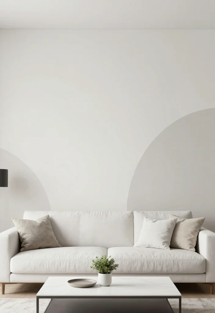 16 Living Room Mural Ideas for Artistic Statement Walls - 12. Minimalist Elegance: Simple Yet Effective 1