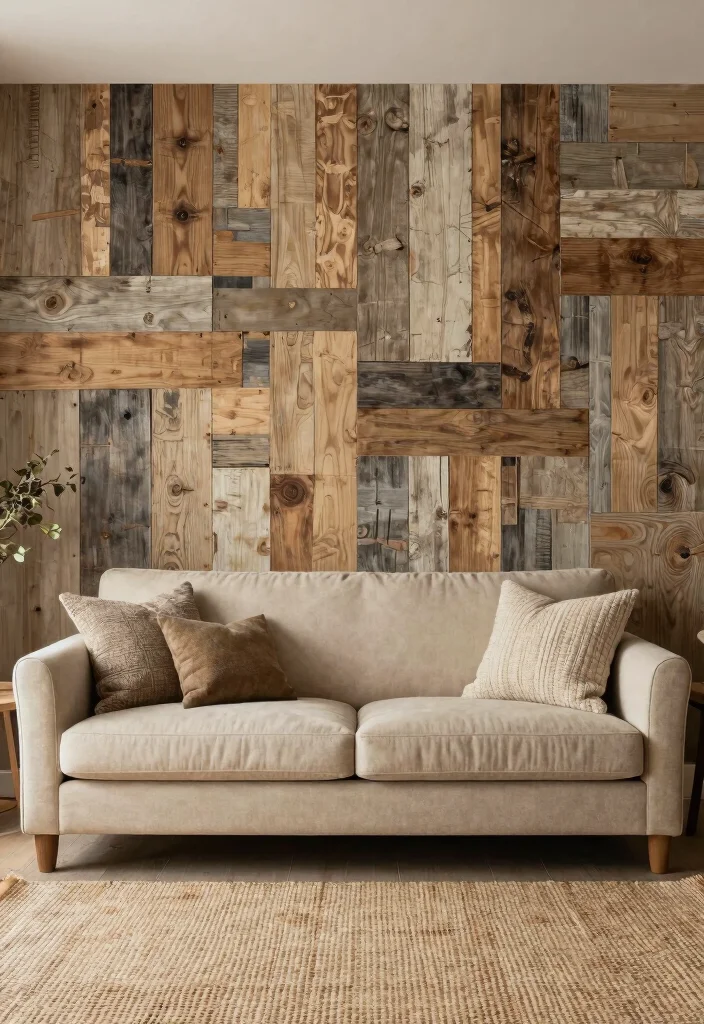 16 Living Room Mural Ideas for Artistic Statement Walls - 15. Textured Wall Treatments: Beyond Paint 1