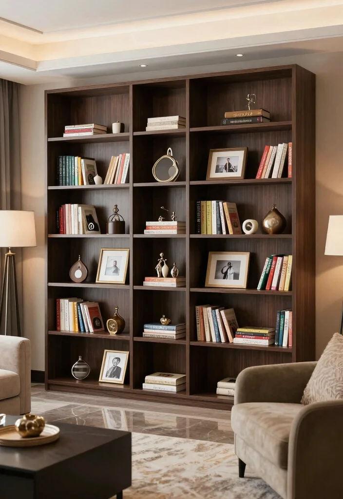 16 Living Room Shelving Ideas Practical and Decorative - 10. Stylish Bookcases 1