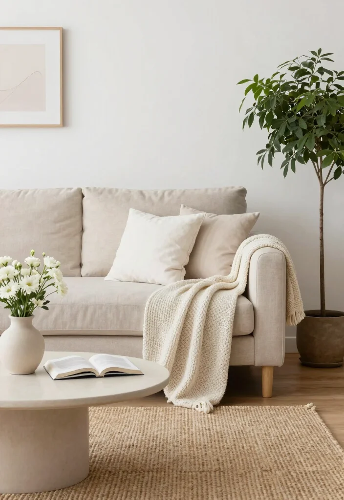 16 Monochromatic Living Room Ideas for a Clean, Cohesive Style - 1. Soft Neutrals for Calm Vibes 1