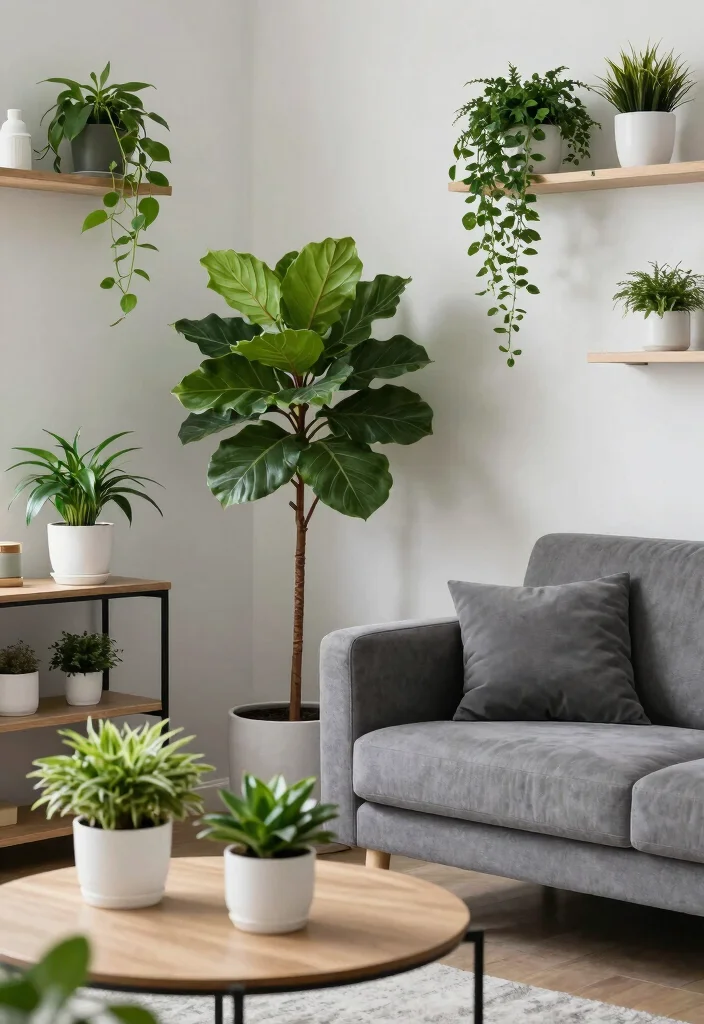 16 Monochromatic Living Room Ideas for a Clean, Cohesive Style - 12. Plants as Decor 1