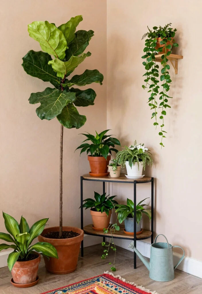 16 Plant Aesthetic Living Room Ideas for Lush Cozy Decor - 1. The Corner Jungle 1