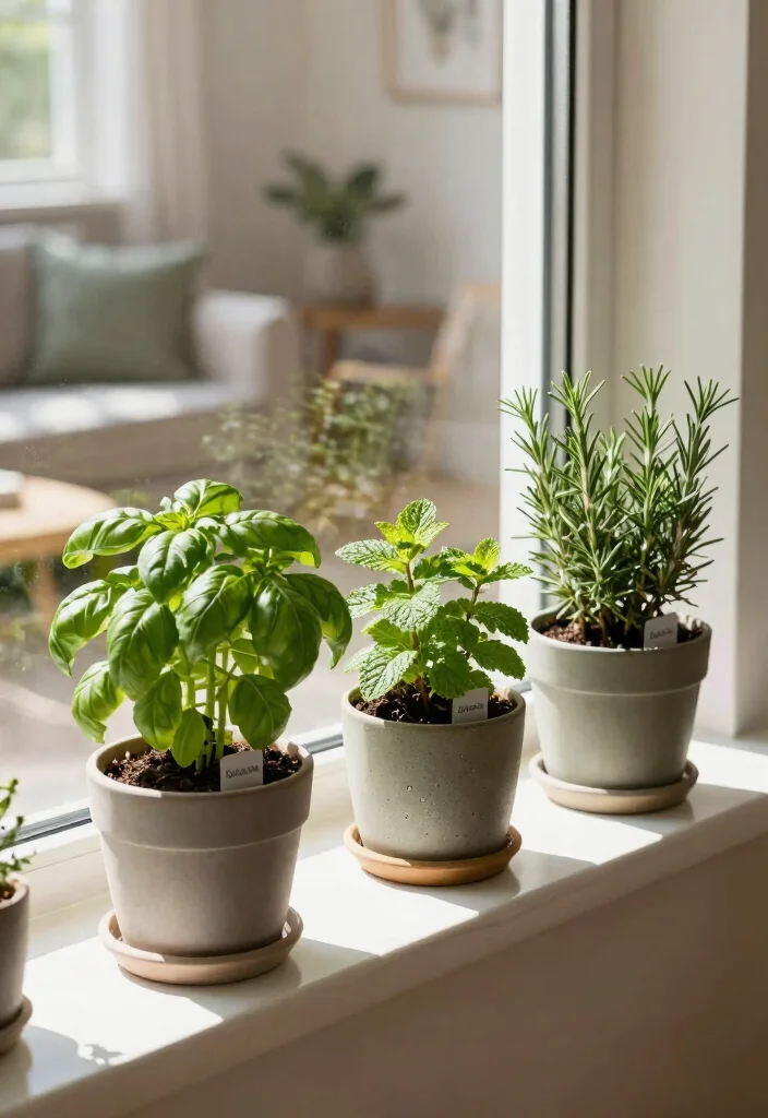 16 Plant Aesthetic Living Room Ideas for Lush Cozy Decor - 7. Herb Garden Charm 1