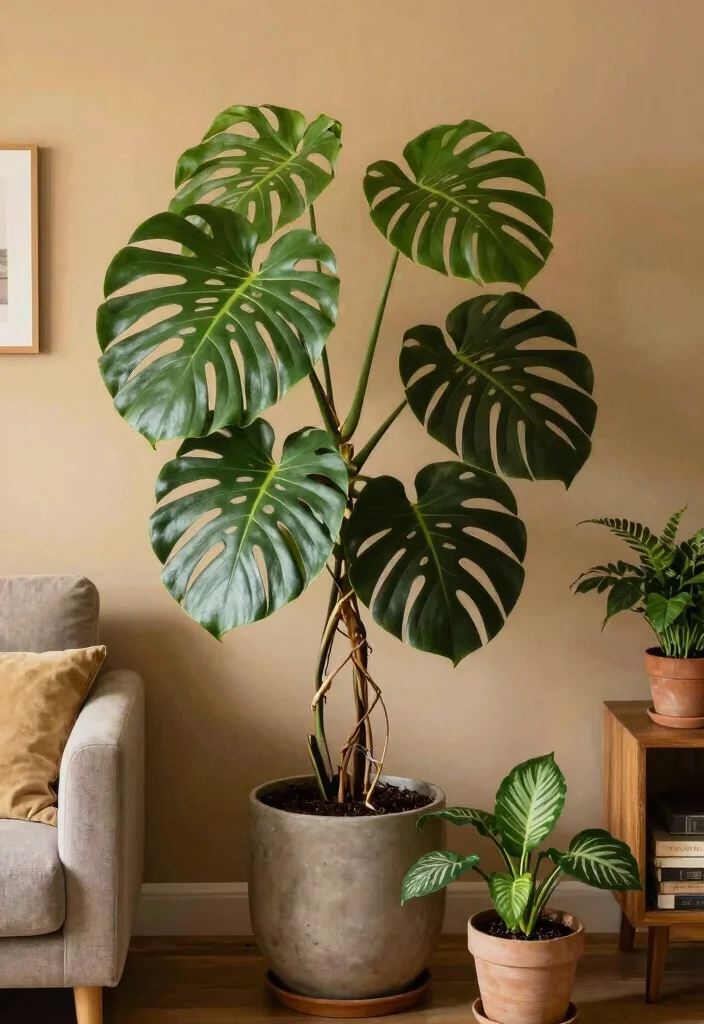 16 Plant Aesthetic Living Room Ideas for Lush Cozy Decor - 8. Statement Plant Pieces 1