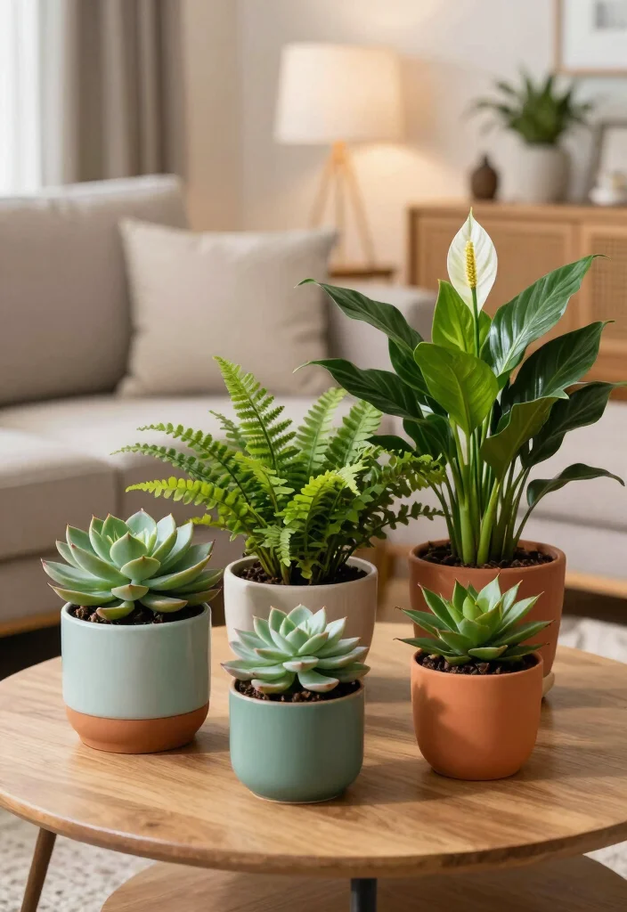 16 Plant Aesthetic Living Room Ideas for Lush Cozy Decor - 9. Mixed Planter Arrangements 1