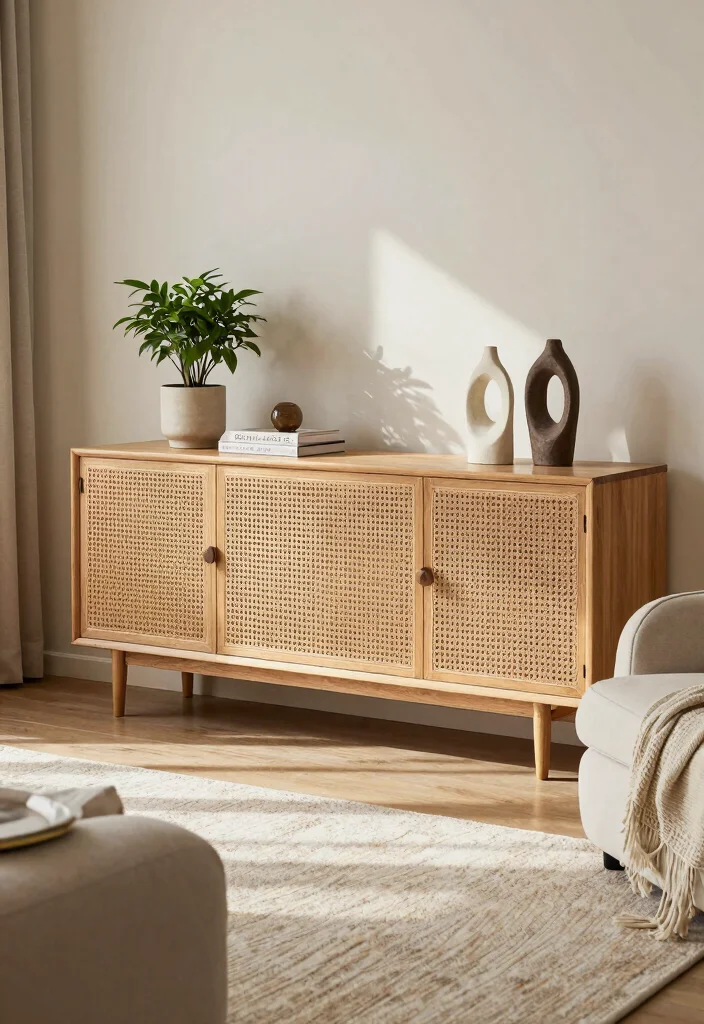 16 Sideboards Living Room Ideas: Storage Meets Style - 9. Textured Finishes 1
