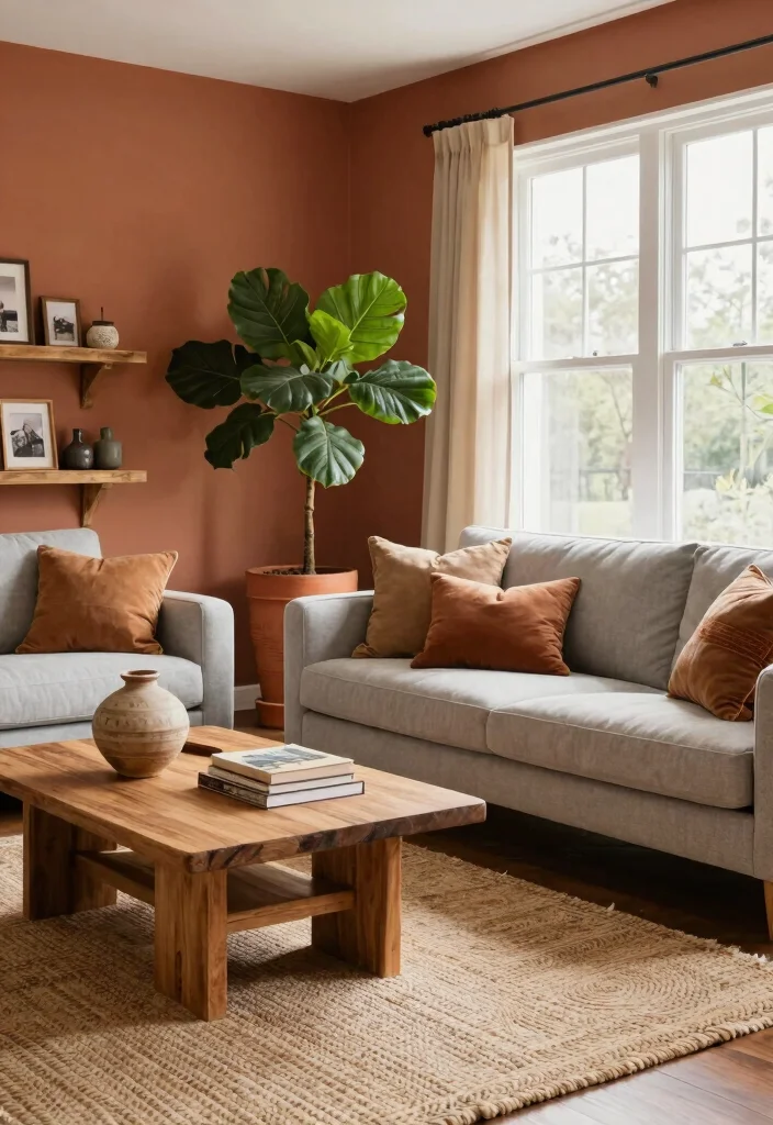 16 Warm Living Room Colors Ideas Cozy Inviting Palettes - 1. Earthy Terracotta 1