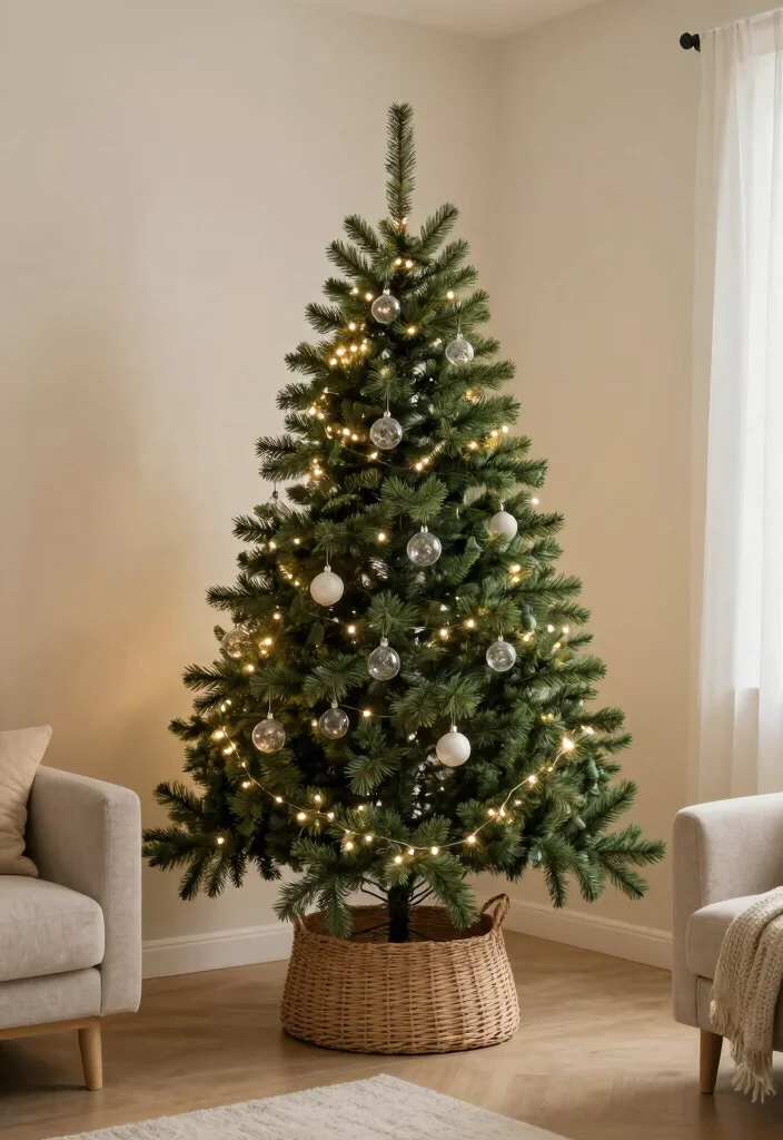 17 Christmas Living Room Aesthetic Ideas: Festive Cozy Magic - 10. A Minimalist Tree 1