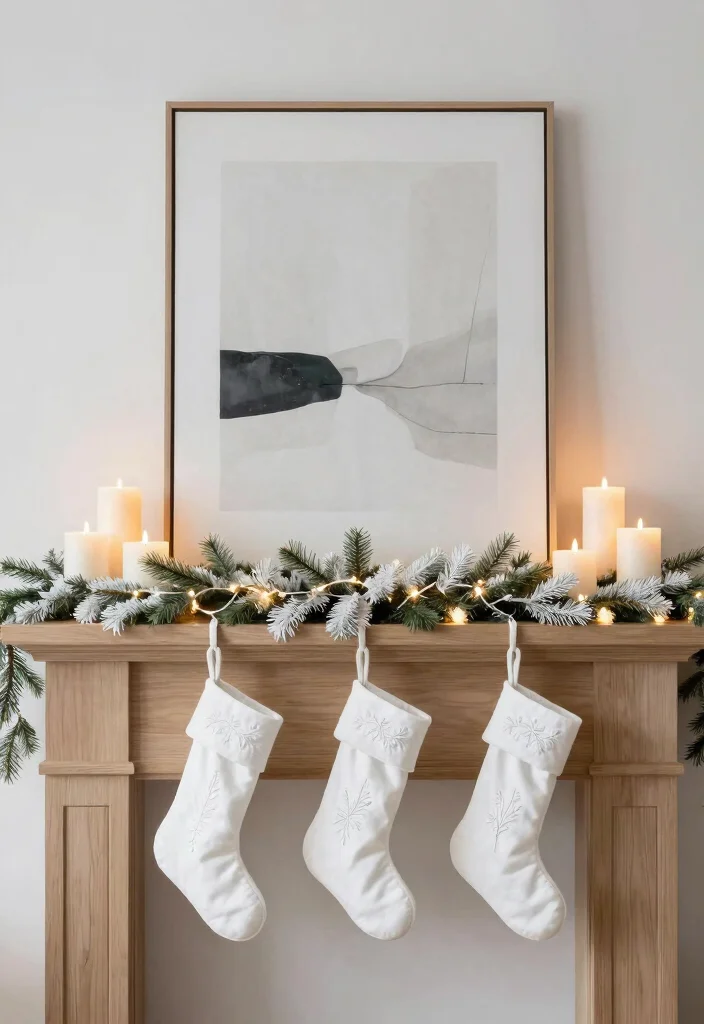 17 Christmas Living Room Aesthetic Ideas: Festive Cozy Magic - 2. Cozy Minimalist Mantel 1