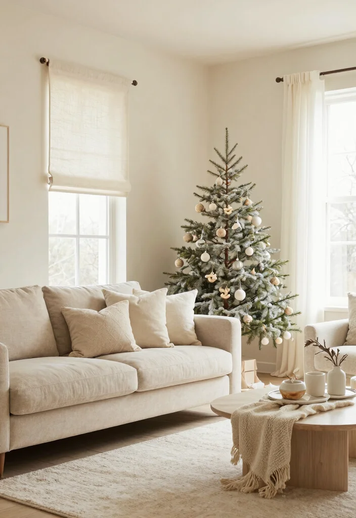 17 Christmas Living Room Aesthetic Ideas: Festive Cozy Magic - 4. Soft Cashew and Cream Palette 1