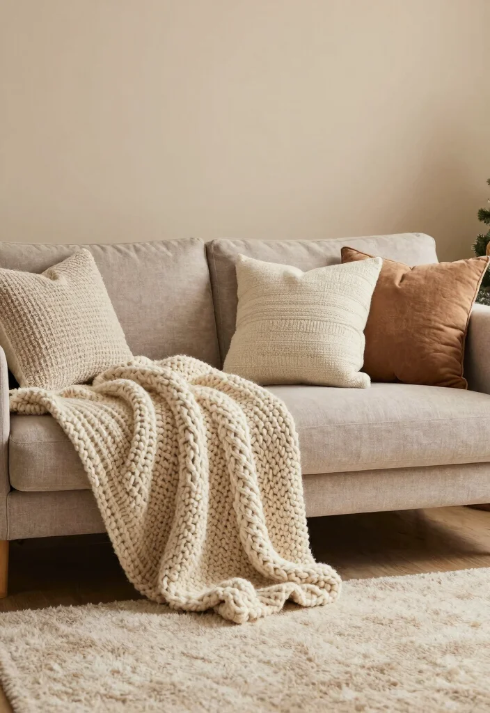 17 Christmas Living Room Aesthetic Ideas: Festive Cozy Magic - 9. Festive Textiles 1