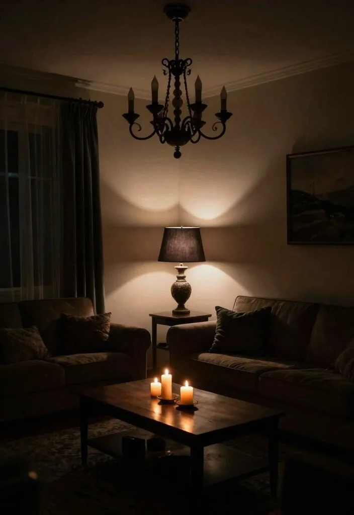 17 Creepy Living Room Ideas for a Dark Moody Aesthetic - 7. Atmospheric Lighting with Dimmer Switches 1
