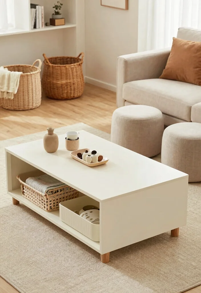 17 Inviting Living Room Ideas Comfortable and Welcoming - 13. Integrate Smart Storage Solutions 1