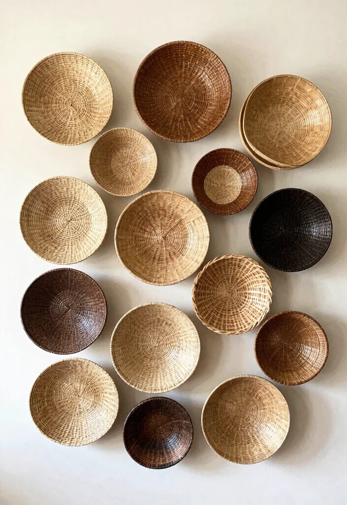 17 Living Room Basket Ideas Stylish Storage Solutions - 14. Baskets as Wall Art 1