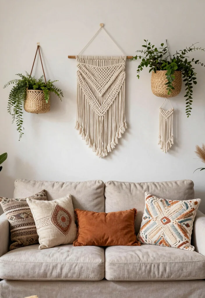 17 Living Room Basket Ideas Stylish Storage Solutions - 6. Artistic Macramé Baskets 1