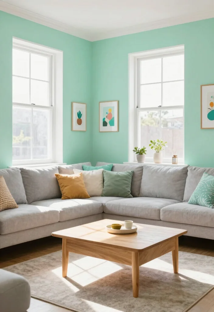 17 Living Room With Two Windows Ideas for Balanced Bright Layouts - 12. Fresh and Bright Color Schemes 1